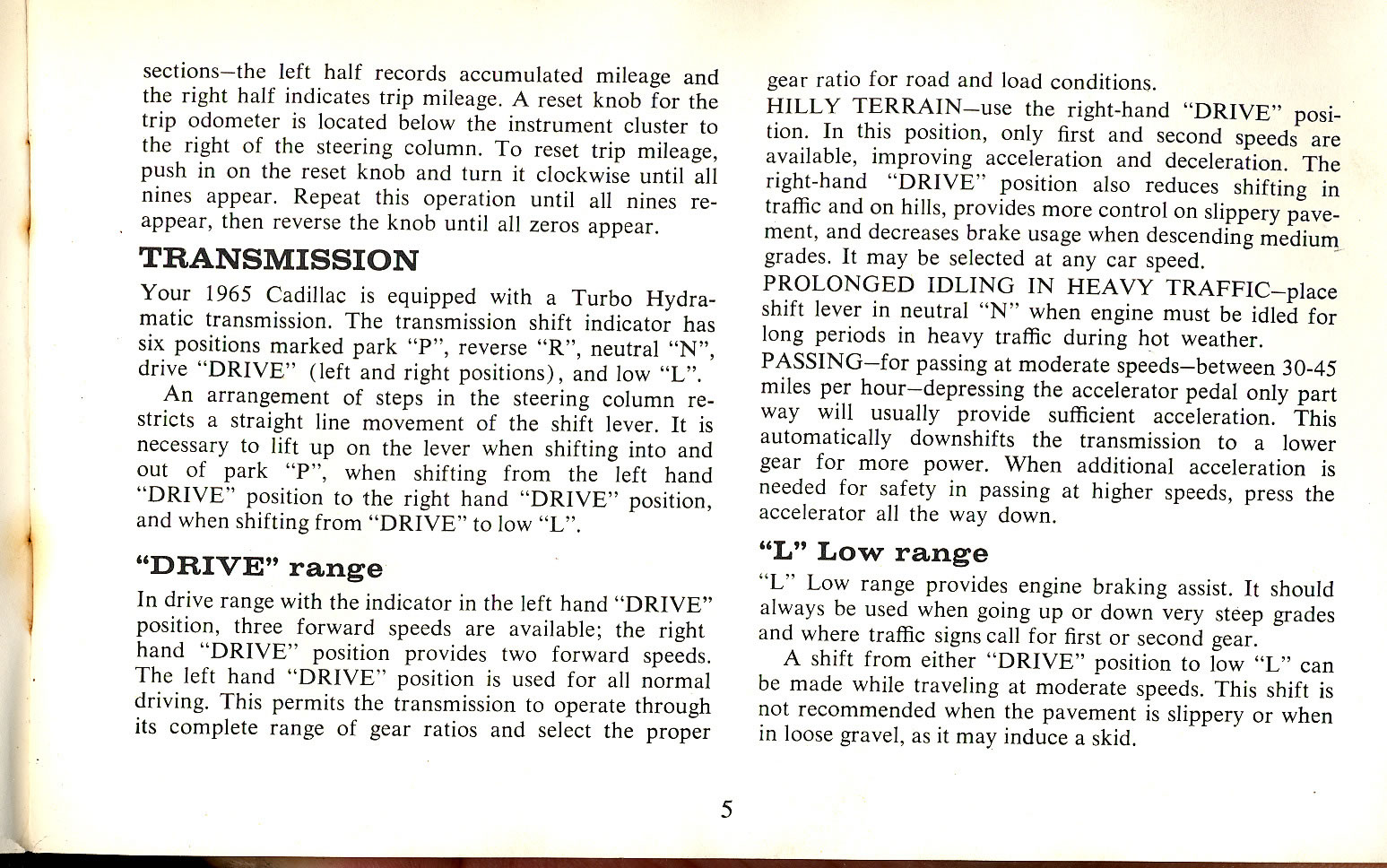 1965 Cadillac Owners Manual Page 40